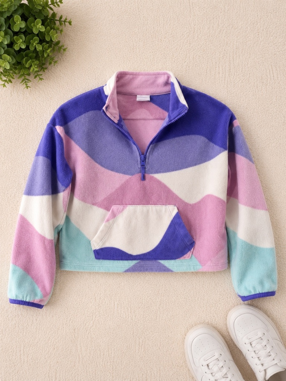 Athletic Works Pastel Colorblock Fleece Quarter Zip Girls 7/8